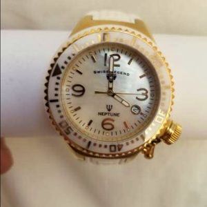 Swiss Neptune ceramic gold plated watch